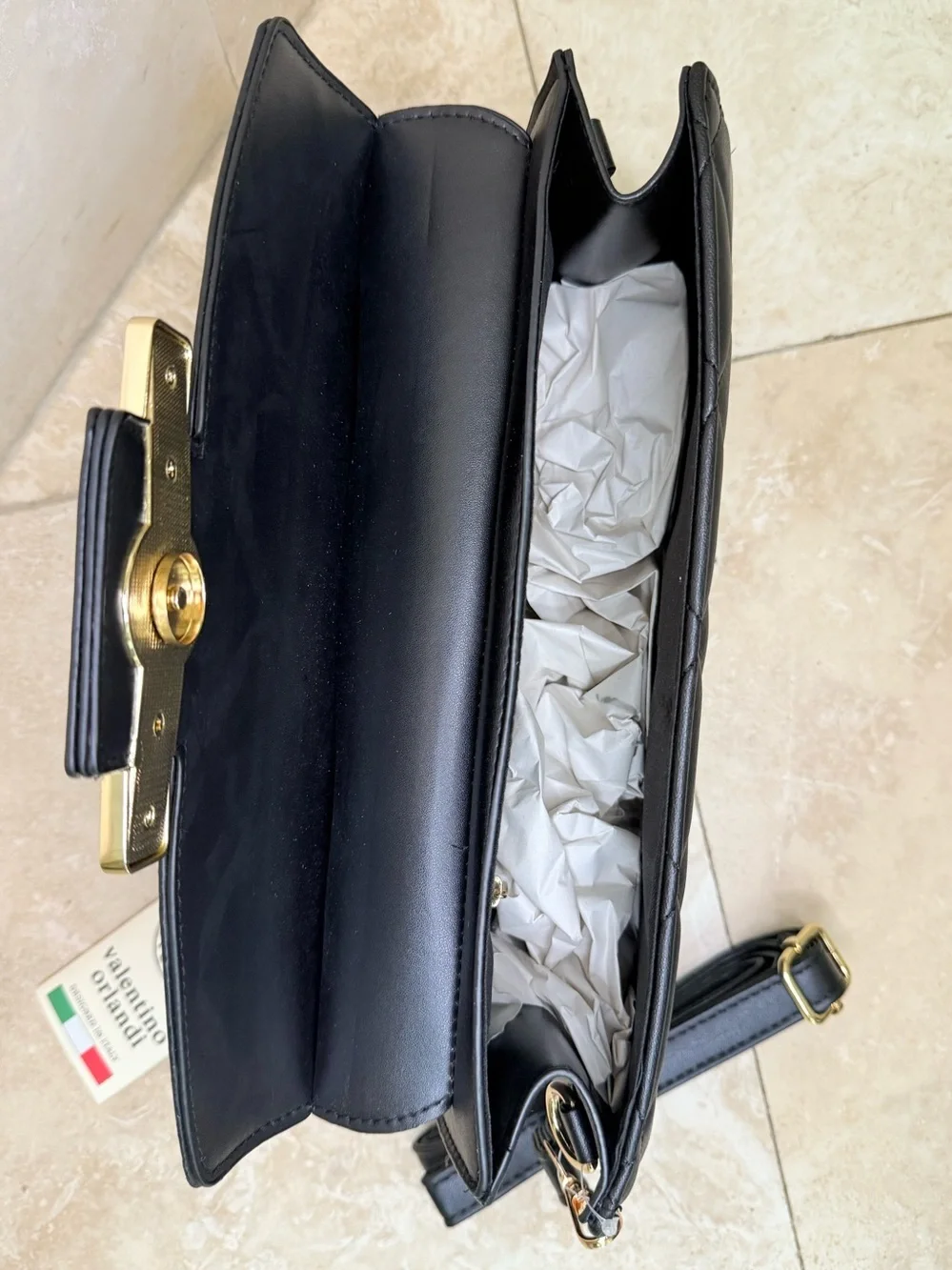 Valentino Orlandi Quilted Black Top-Handle Crossbody NWT